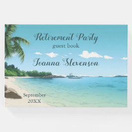 Pensioenfeest Tropische strandpalmbomen Gastenboek