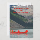 Pensioenfeest uitnodiging, bergkano's kaart (Voorkant)