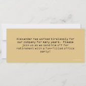 Pensioenfeest uitnodiging Goldtone Ticket (Achterkant)