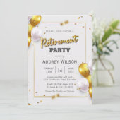 Pensioenfeest uitnodiging Goud Luxe (Staand voorkant)