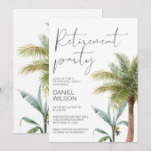 Pensioenfeest Uitnodigingen Groen tropisch (Voorkant / Achterkant)