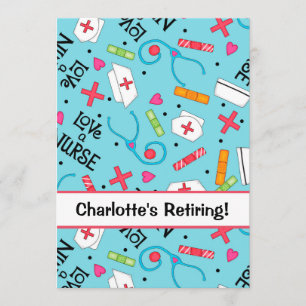 Pensioenfeest voor verpleegkundigen Turquoise Blue Kaart