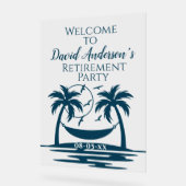 Pensioenfeest Welkom Strandpalmbomen Acryl Bord (Hoek)