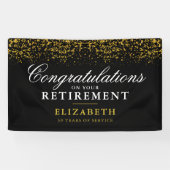 Pensioenfeestdag Gold Glitter Spandoek (Horizontaal)