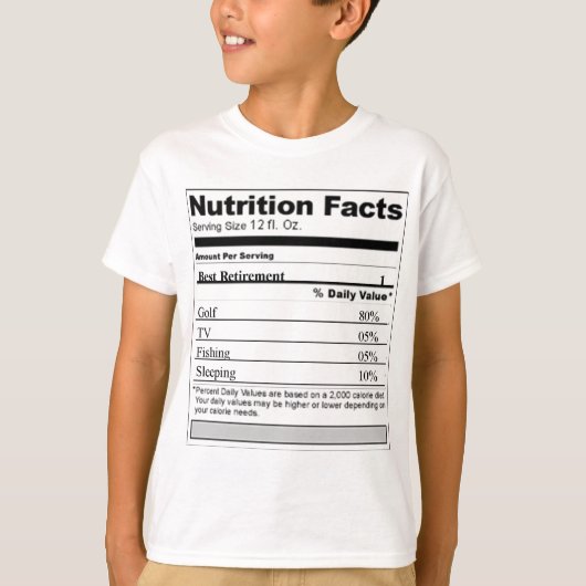 Pensioenfonds Funny Nutrition-etiket T-shirt (Voorkant)