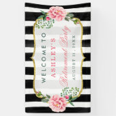 Pensioengevel Romantic Floral Stripes Spandoek (Verticaal)