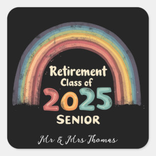 Pensioenklasse van 2025 Senior Milestone Moment Vierkante Sticker