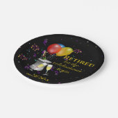 Pensioenkoorts mousserende wijn zwart papieren bordje (Gekanteld)