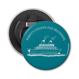 Pensioenmonogram Funny Cruise Ship Button Flesopener
