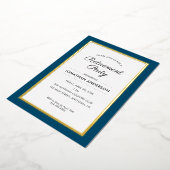 Pensioenpartij Dark Blue en Gold Foil Folie Uitnodiging (Gedraaid)