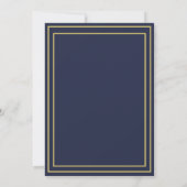 Pensioenpartij Elegante Navy Gold Uitnodiging (Achterkant)
