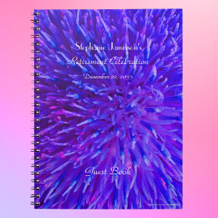 Pensioenpartij Gastboek Paarse Abstracte bloemen Notitieboek