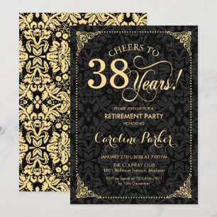 Pensioenpartij - Gold Black Damask Kaart