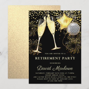 Pensioenpartij Gold Black Glitter Confetti Kaart