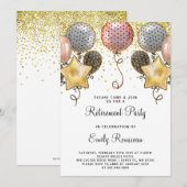 Pensioenpartij Gold Glitter Confetti Balloons Kaart (Voorkant / Achterkant)