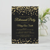 Pensioenpartij Gold Glitter Confetti Black Kaart (Staand voorkant)