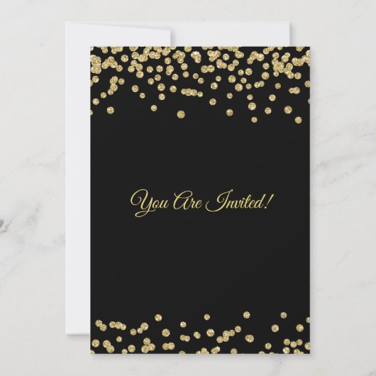 Pensioenpartij Gold Glitter Confetti Black Kaart (Achterkant)