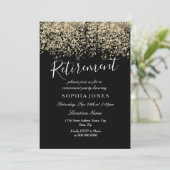 Pensioenpartij Gold Glitter Confetti Invite Kaart (Staand voorkant)