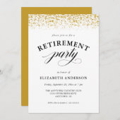 Pensioenpartij Gold Glitter Script Kaart (Voorkant / Achterkant)