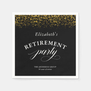 Pensioenpartij Goud Glitter Elegant Script Servet