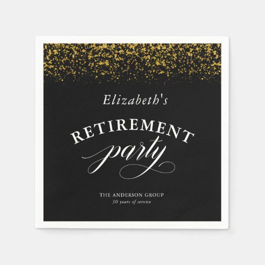 Pensioenpartij Goud Glitter Elegant Script Servet (Voorkant)