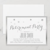 Pensioenpartij Modern Silver Confetti Stippen Kaart (Voorkant / Achterkant)