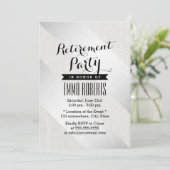 Pensioenpartij Modern Silver Stripes Faux Linen Kaart (Staand voorkant)