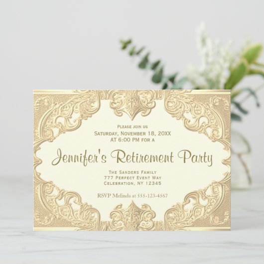 Pensioenpartij | Moderne uitnodiging voor uitzendi (Staand voorkant)