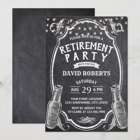 Pensioenpartij op het bord van Cheers Beer Rustic  Kaart (Voorkant / Achterkant)