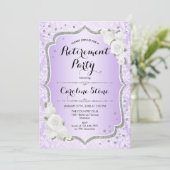 Pensioenpartij - Paarse zilverwitte rozen Kaart (Staand voorkant)