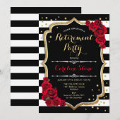 Pensioenpartij - Rozen met zwarte witte strepen Kaart (Voorkant / Achterkant)