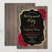 Pensioenpartij - Rustige rode houtrozen Kaart (Voorkant / Achterkant)