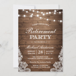 Pensioenpartij | Rustige Wood String Lights Lace Kaart