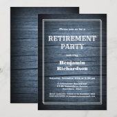 Pensioenpartij Rustisch blauw hout Kaart (Voorkant / Achterkant)