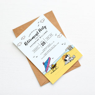 Pensioenpartij   Snoopy & Woodstock op het strand Kaart