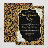 Pensioenpartij - Zwarte Gold Leopard Print Kaart (Voorkant / Achterkant)