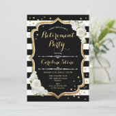 Pensioenpartij - Zwarte witte strepen Kaart (Staand voorkant)