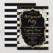 Pensioenpartij - Zwarte witte strepen Kaart (Voorkant / Achterkant)