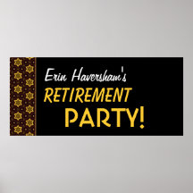 Pensioenpartijbanner Aangepaste naam Gold Black