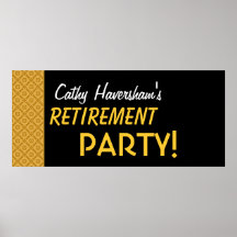 Pensioenpartijbanner Aangepaste naam Gold Black