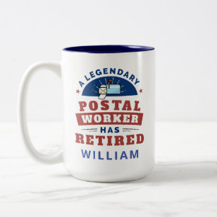 Pensioenstunt voor Gepensioneerde Postbode Tweekleurige Koffiemok