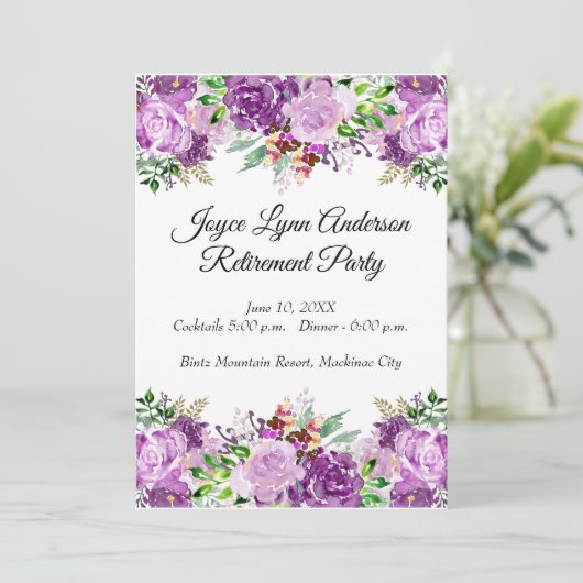 Pensioentabel Programma Paarse Floral (Staand voorkant)