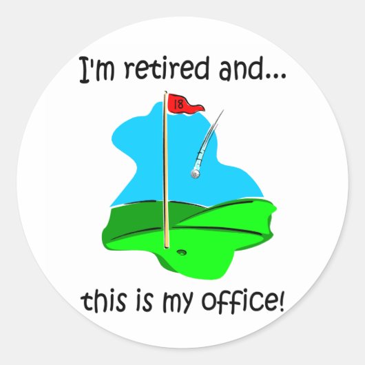 Pensioenuitkering humor voor golfers ronde sticker (Voorkant)