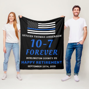 Pensioenuitkering van politie 10-7 dun blauwe lijn fleece deken