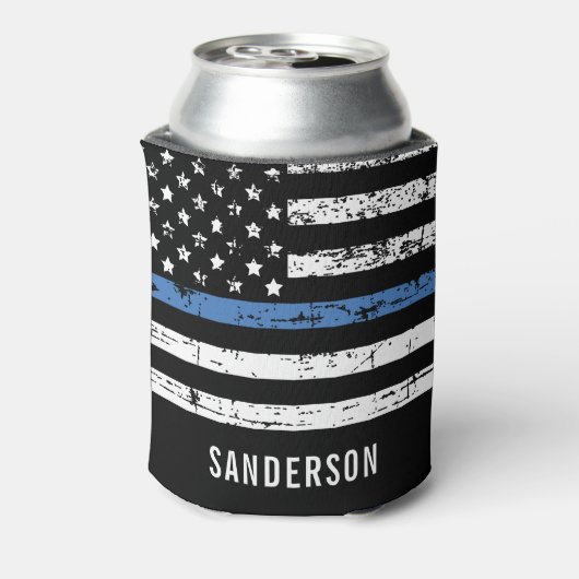 Pensioenuitkering van politie Thin Blue Line Ameri Blikjeskoeler (Blikje Achterkant)