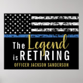 Pensioenuitkering van politie Thin Blue Line Ameri Poster (Voorkant)