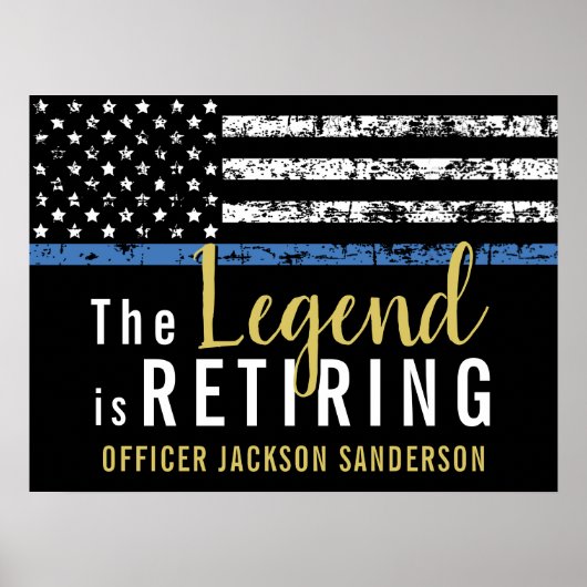 Pensioenuitkering van politie Thin Blue Line Ameri Poster (Voorkant)