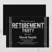 Pensioenuitnodiging, glitter, glazuur zwart kaart (Voorkant / Achterkant)