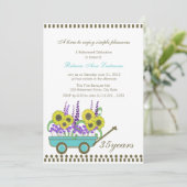 Pensioenwagen vol bloemen kaart (Staand voorkant)