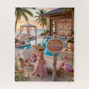 Pensionado Chic Dame Flamingo Thema Tropisch Stran Legpuzzel